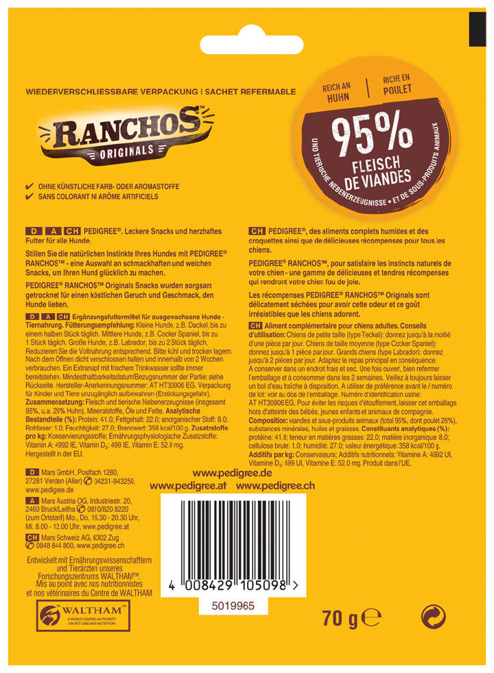 Pedigree Hundeleckerlis  Ranchos mit Huhn